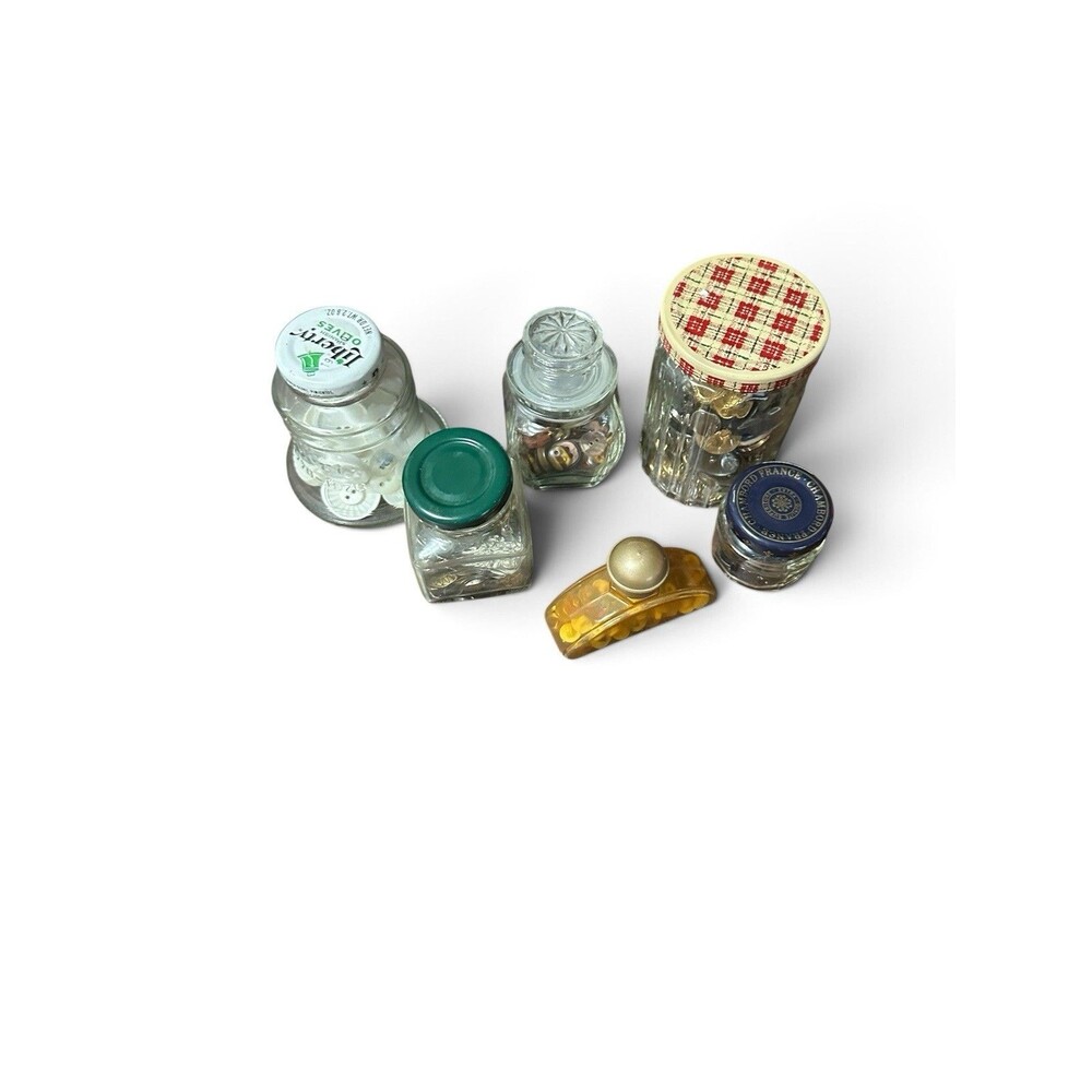 Small Glass Jars Mixed Lot Assorted Round Multicolor Sewing Buttons for Crafts